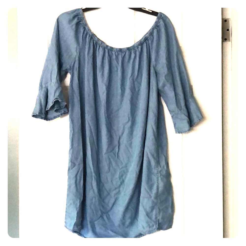 Denim off the shoulder dress